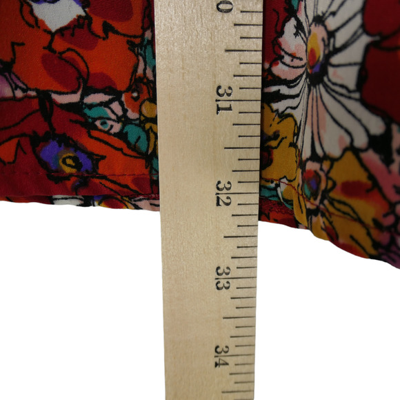 Asos Mini Dress Womens Size 4 Red Floral Elastic Waist Lightweight Boho - Picture 12 of 16